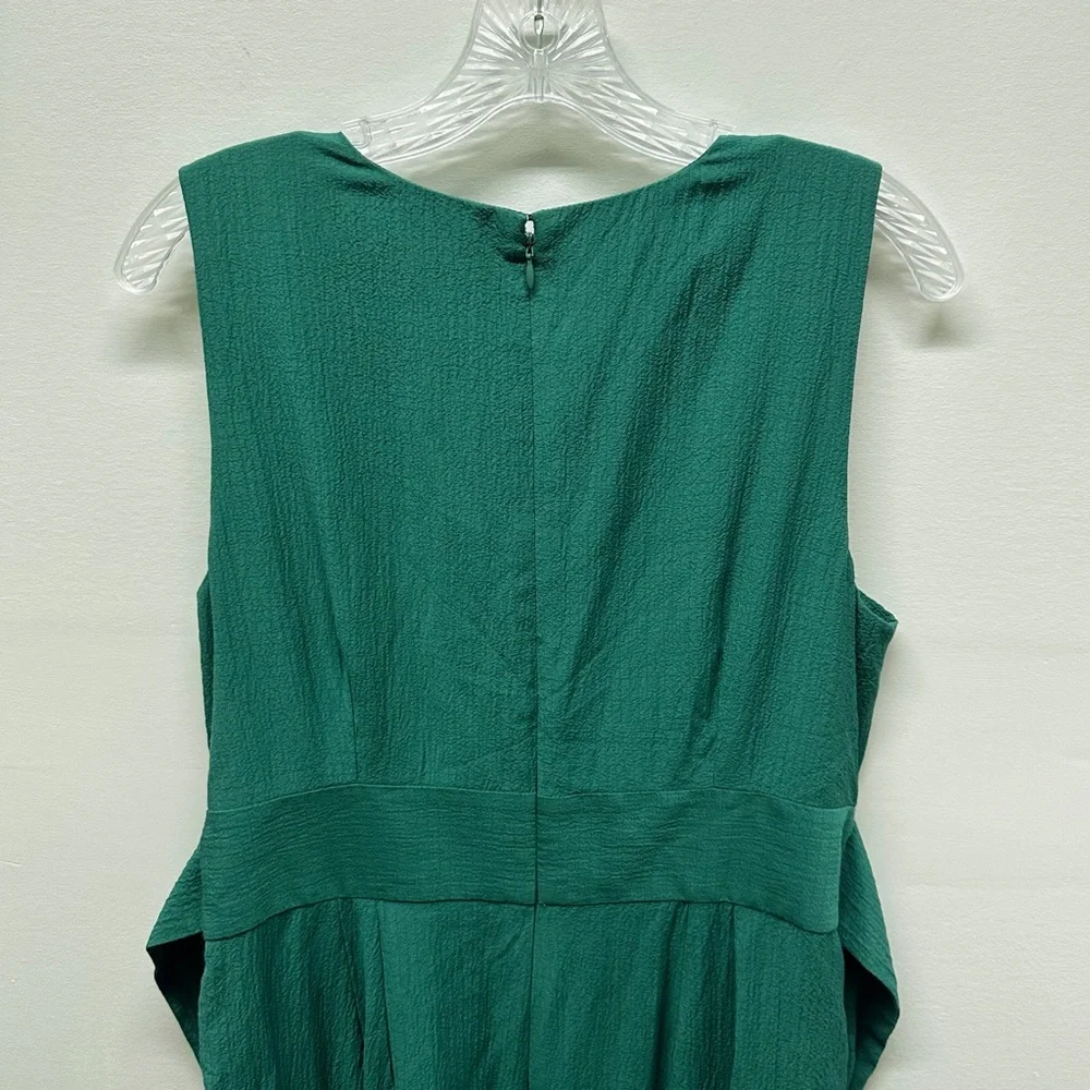 Calvin Klein Sleeveless Wide Leg Jumpsuit | Green, V-Neck, Tie belt, Crepe Sz 14 - Picture 9 of 16